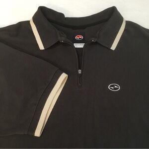 VTG 90s Nike Tiger Woods XL Ying Yang 1/4 Zip Golf Polo Black Beige Trim Y2K